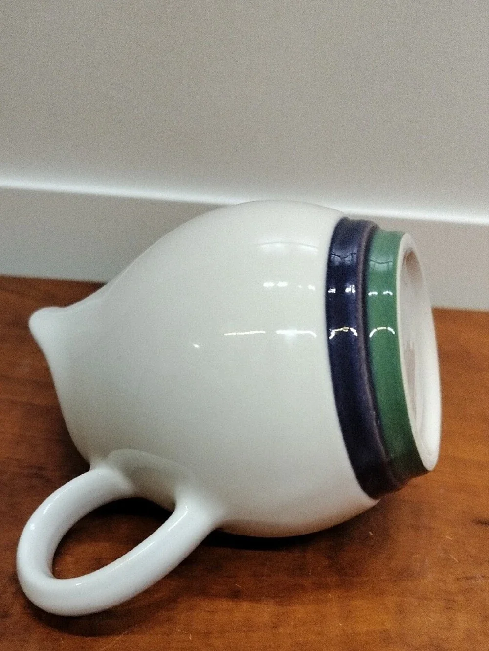 Pfaltzgraff Stoneware Creamer with Purple-Green Band Base